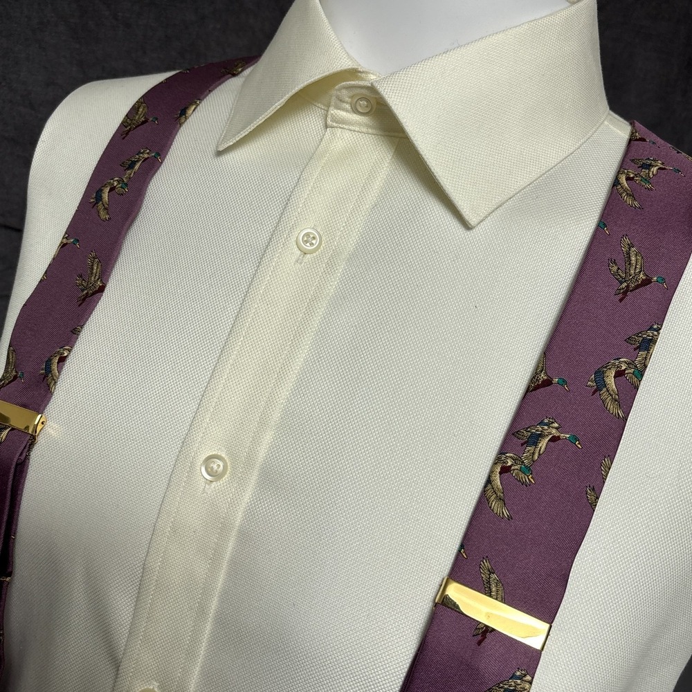 Trafalgar Suspenders Limited Edition Silk Purple Flying Mallard Ducks Braces